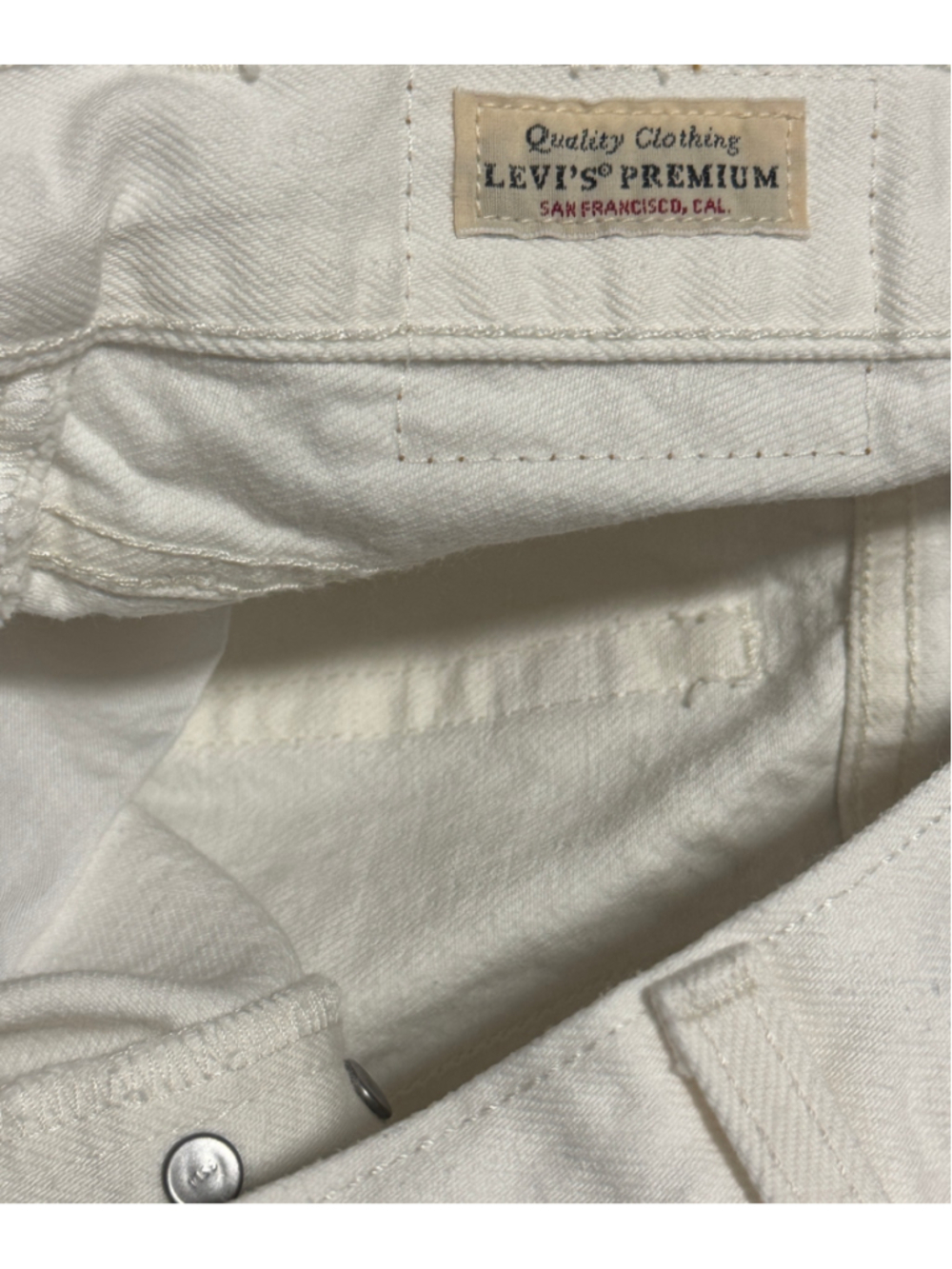 Levi's 501 Mid-Rise White Distressed Denim Shorts, 100% cotton, Button fly - Picture 8 of 10